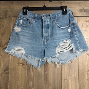 Levi's Light Blue Distressed Jean Shorts